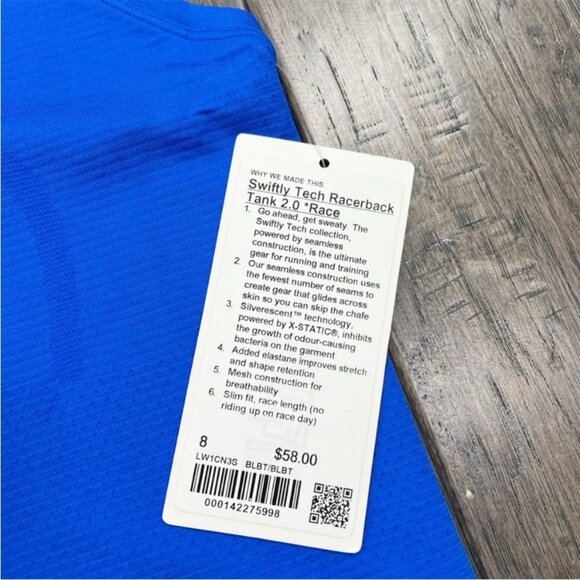 Lululemon NWT Swiftly Tech Racerback Tank Top 2.0 *Race Length Blazer Blue Tone - Picture 8 of 9